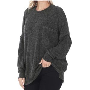 Oversized Pocket Sweater Blackgray 
